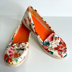 Canyon River Blue Womens loafer boat shoes floral white Sz 5.5